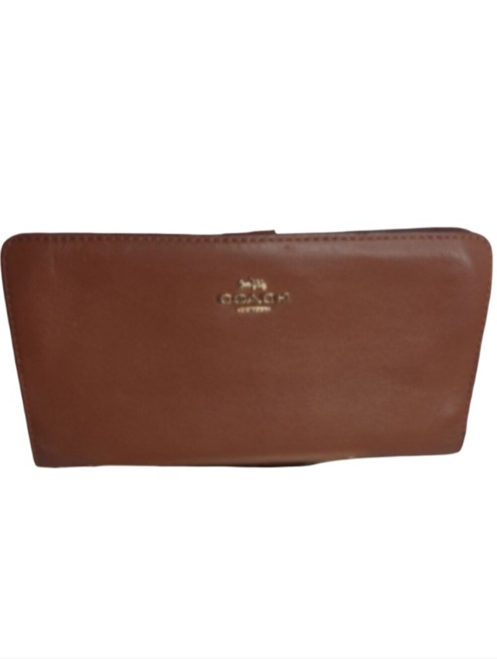 COACH Slim Leather Long Wallet Accordion Saddle Tan Clutch Purse Bag Vintage